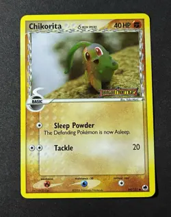 Pokemon Chikorita Delta Species 44/101 EX Dragon Frontiers Reverse Holo Common - Image 1