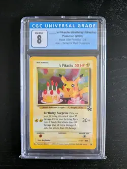 Pokemon CGC 8 Birthday ____'s Pikachu 2000 Black Star Promos 24 Anniversaire - Image 1