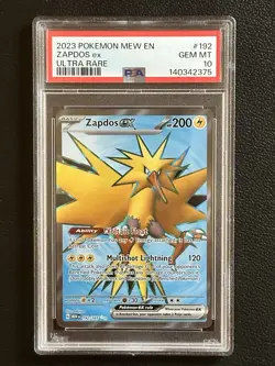 2023 Pokemon Mew En Zapdos Ex PSA 10 #192 Ultra Rare - Image 1