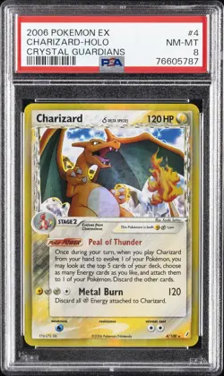 2006 POKEMON EX CRYSTAL GUARDIANS #4 CHARIZARD-HOLO PSA 8 - Image 1