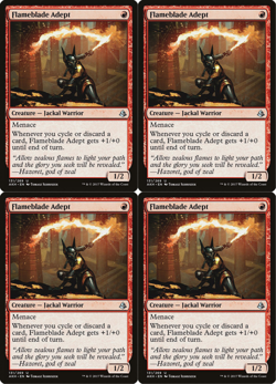 4x MTG 2017 FLAMEBLADE ADEPT - JACKAL CREATURE UNCOMMON - MAGIC CARD x4 copies - Image 1