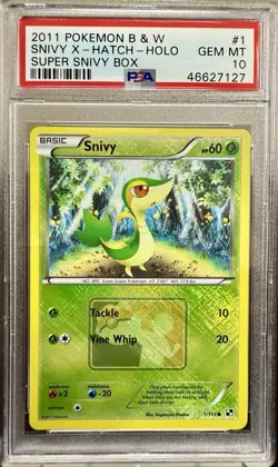 Snivy 1/114 B&W Crosshatch Reverse Holo Pokemon League Promo TCG Card MISLABELED - Image 1