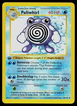 Pokemon Card - Poliwhirl 1st Edition Base Set Shadowless 38/102 - Image 1