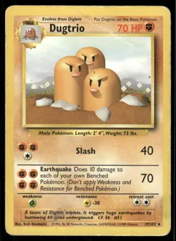 Pokemon Cards Dugtrio 19/102 Base Set WOTC Rare HP - Image 1