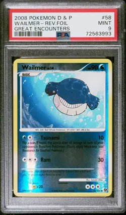 Pokemon Card Wailmer 58/106 Reverse Holo Great Encounters PSA 9 MINT - Image 1