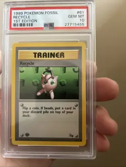 Pokemon TCG Recycle Fossil 1st Edition Unlimited Common Card 61/62 PSA 10 - Image 1