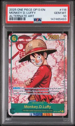 2025 One Piece English Monkey D Luffy OP13-118 Alternate Art PSA 10 GEM MINT 💎 - Image 1