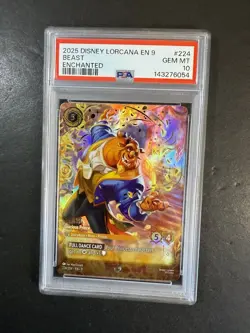 2025 DISNEY LORCANA EN 9- FABLED ENCHANTED #224 BEAST - GRACIOUS PRINCE PSA 10 - Image 1