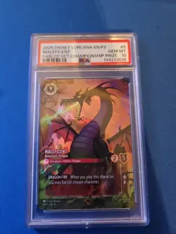 DISNEY LORCANA MALEFICENT MONSTROUS DRAGON PSA 10 Fabled Set Champ Card 🔥 - Image 1