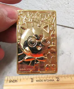 Nintendo 1999 Pokemon JIGGLYPUFF Gold Plated Metal promotional trading card - Image 1