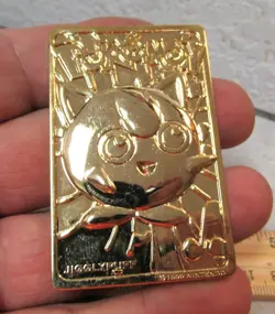 Nintendo 1999 Pokemon JIGGLYPUFF Gold Plated Metal promotional trading card - Image 2