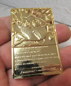 Nintendo 1999 Pokemon JIGGLYPUFF Gold Plated Metal promotional trading card - Image 3