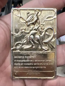 1999 Nintendo Pokemon Burger King 23K Plated Mewtwo Gold Metal Card Promo - Image 2
