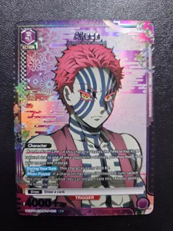 Union Arena Demon Slayer Akaza Rare 🌟 Hologram KM4P-002 NM-MT Card - Image 1
