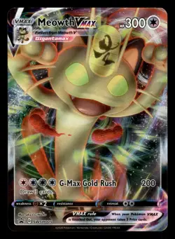 Meowth VMAX SWSH005 Ultra Rare Black Star Promo Pokemon Card - Image 1