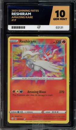 Pokemon Shining Fates - Reshiram - Amazing Rare #17 - Ace Grading GEM MINT 10 - Image 1