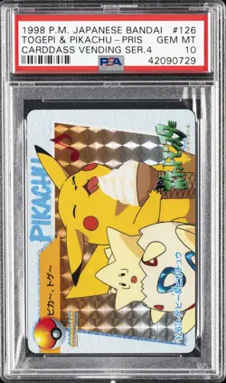 1998 POKEMON JPN BANDAI CARDDASS VENDING SER 4 TOGEPI & PIKACHU-PRISM PSA 10 - Image 1