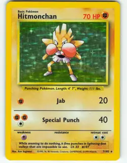 Hitmonchan - Holo - 7/102 Base Set - Pokemon TCG - 1999 - Image 1
