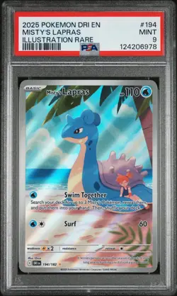 2025 POKEMON DRI EN-DESTINED RIVALS ILLUSTRATION RARE #194 MISTY'S LAPRAS PSA 9 - Image 1