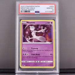 PSA 10 Mewtwo 059/159 Crown Zenith Holo 2023 Pokemon Gem Mint PSA Slab - Image 1
