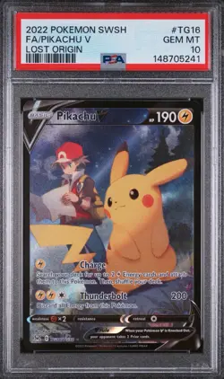 PIKACHU V PSA 10 2022 POKEMON SWORD & SHIELD LOST ORIGIN #TG16/TG30 FA FULL ART - Image 1
