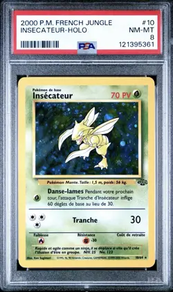 2000 Pokemon FRENCH Unlimited Jungle Insecateur-Scyther Holo 10/64 PSA 8 NM-MT - Image 1