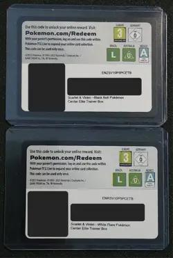 Black Bolt & White Flare Pokemon Center Elite Trainer Box PTCGL Code Cards - Image 1
