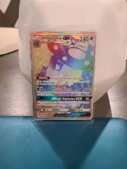 Pokemon Vileplume GX TCG Cosmic Eclipse Rainbow Secret Rare Card #250/236 - Image 1