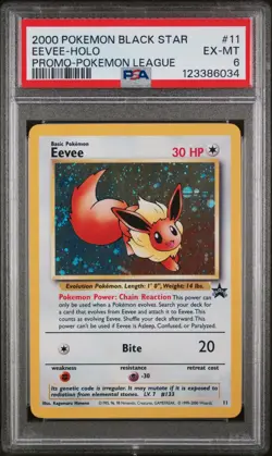 PSA 6 EX-MT Eevee Black Star Promo SWIRL Holo Rare Pokemon Card 11 - Image 1