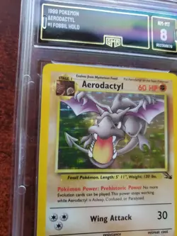 Aerodactyl Fossil Holo Pokemon Card Base WOTC PSA BGS GMA 8 NM - Mint - Image 2