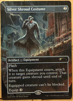 LIMITED EDITION Secret Lair MtG Silver Shroud Costume NM BORDERLESS FOIL! - Image 1