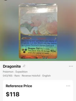 Pokemon Dragonite 043/165 Expedition Base Set Reverse Holo Rare English - Image 3