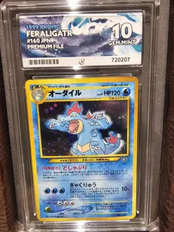 Pokemon Feraligatr Neo Premium File No.160 2000 Japanese ACE 10 *SWIRL* - Image 2