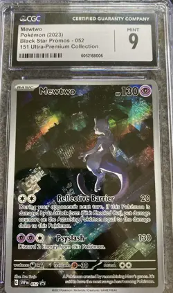 CGC 9 MINT Mewtwo 052 Promo 2023 151 Black Star Promos Pokemon Card psa #52 - Image 1