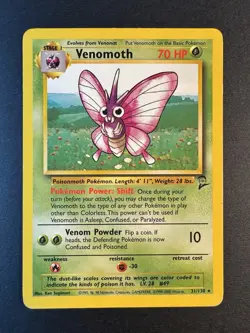 Venomoth - 31/130 - Base Set 2 Non Holo Rare - WOTC Pokemon Card - LP - Image 1