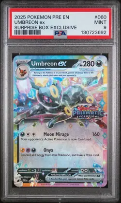 Umbreon Ex Surprise Box Exclusive Pokemon Prismatic Evolutions 060/131 PSA 9 - Image 1