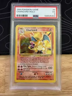 Pokemon 1999 Base Set Charizard Holo Rare PSA 3 4/102 English - Image 1