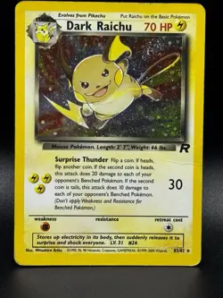 Pokemon Dark Raichu Team Rocket Secret Rare Holo Card 83/82 Wotc HP - Image 1