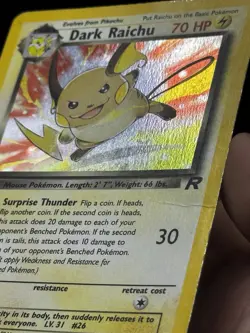 Pokemon Dark Raichu Team Rocket Secret Rare Holo Card 83/82 Wotc HP - Image 2