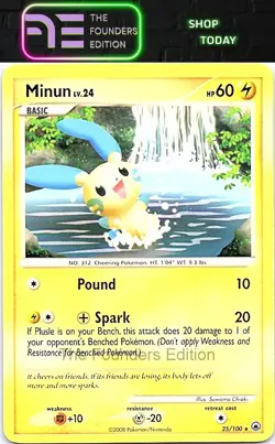 Minun #25/100 Majestic Dawn Pokemon Rare - Image 1
