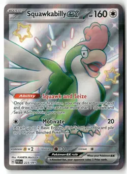SQUAWKABILLY EX 223/091 SHINY ULTRA RARE PALDEAN FATES POKEMON HOLO NM/M - Image 1