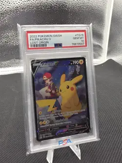 2022 Pokemon Sword And Shield Pikachu V Full Art Lost Origin PSA 10 - Image 1