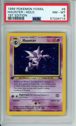 PSA 8 - 1999 POKEMON FOSSIL 1ST EDITION #6 HAUNTER HOLO - Image 1