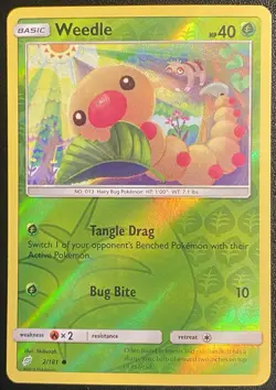 Weedle Reverse Holo Common 2/181 Pokemon TCG Sun & Moon Team UP NM - Image 1