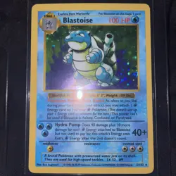 Shadowless Blastoise Unlimited Base Set Pokemon Holo 2/102 - Image 1