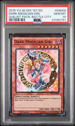 Yugioh Dark Magician Girl Super Rare 1st Ed DPBC-EN009 PSA 10 - Image 1