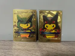 Pokemon Card Tag Cosplay Pikachu Mega Rayquaza Lucario 780HP Gold Foil Fan Art - Image 1