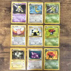 Pokemon TCG Vintage NON HOLO Lot 9 Cards Team Rocket Jungle Fossil Dark ALL MP - Image 1