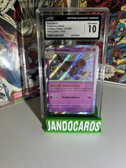 Pokemon TCG Dachsbun Holo Rare Card 161/091 Paldean Fates Baby Shiny CGC 10 GM - Image 1