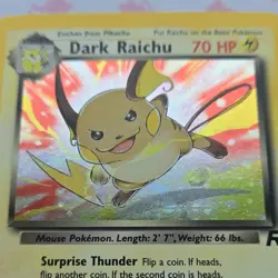 Pokemon TCG Dark Raichu Team Rocket Secret Rare Holo 83/82 70HP Wizards 2000 - Image 2